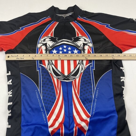 PRIMAL Cycling Jersey Men's L USA Flag Eagle Shield Zip Front United States - Picture 3 of 10